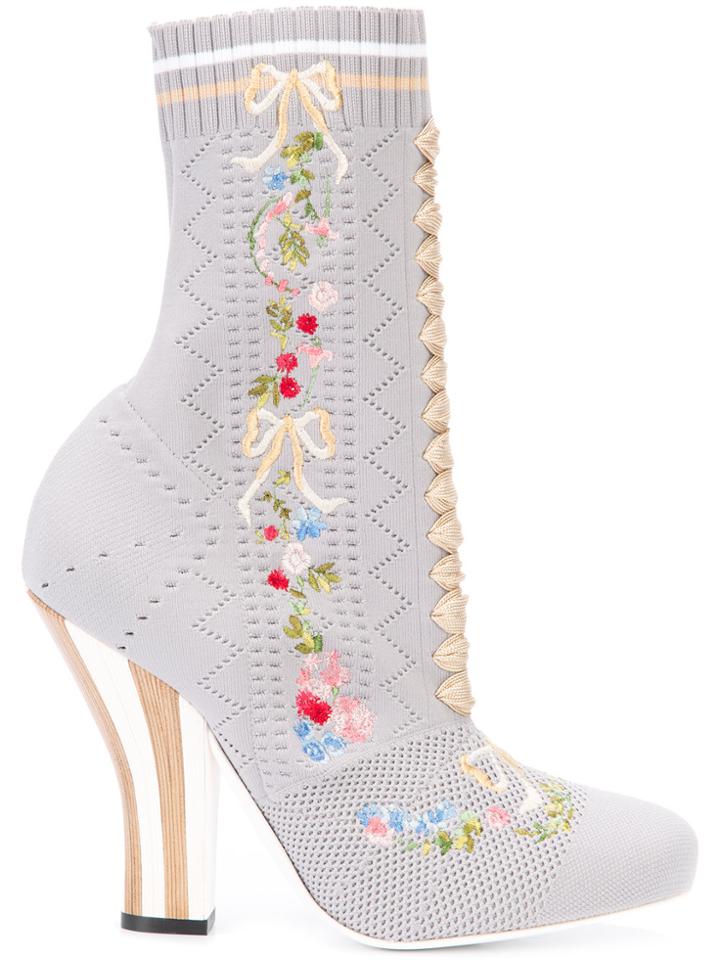 Fendi Sock Style Boots - Grey