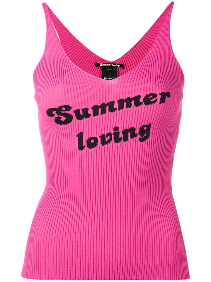 Pinko Ribbed Knitted Slogan Vest