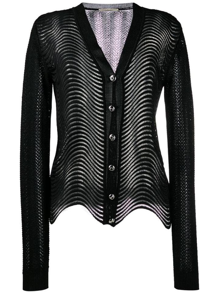 Marco De Vincenzo Wave-knit Cardigan - Black