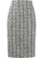 Alexander Mcqueen Tweed Pencil Skirt, Women's, Size: 40, Black, Cotton/virgin Wool/viscose/silk