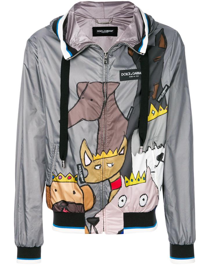 Dolce & Gabbana K-way Dog Patch Hooded Jacket - Grey
