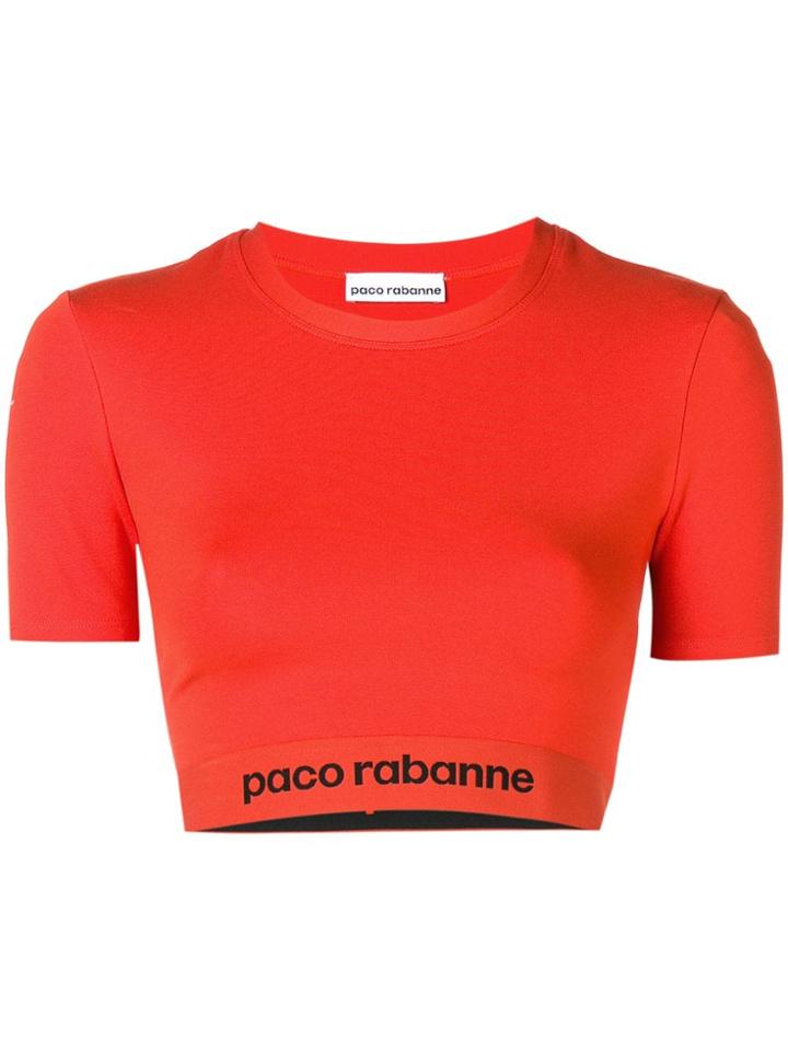 Paco Rabanne Branded Crop Top - Yellow & Orange