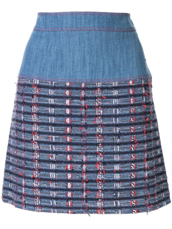 Paule Ka Woven Check Skirt - Blue