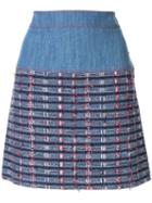 Paule Ka Woven Check Skirt - Blue