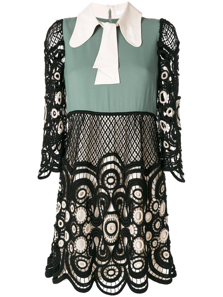 Chloé Colour Block Lace Dress - Black
