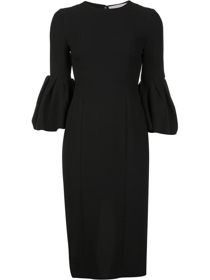 Carolina Herrera Wide Sleeve Fitted Dress, Women's, Size: 4, Black, Cotton/virgin Wool