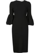 Carolina Herrera Wide Sleeve Fitted Dress, Women's, Size: 4, Black, Cotton/virgin Wool