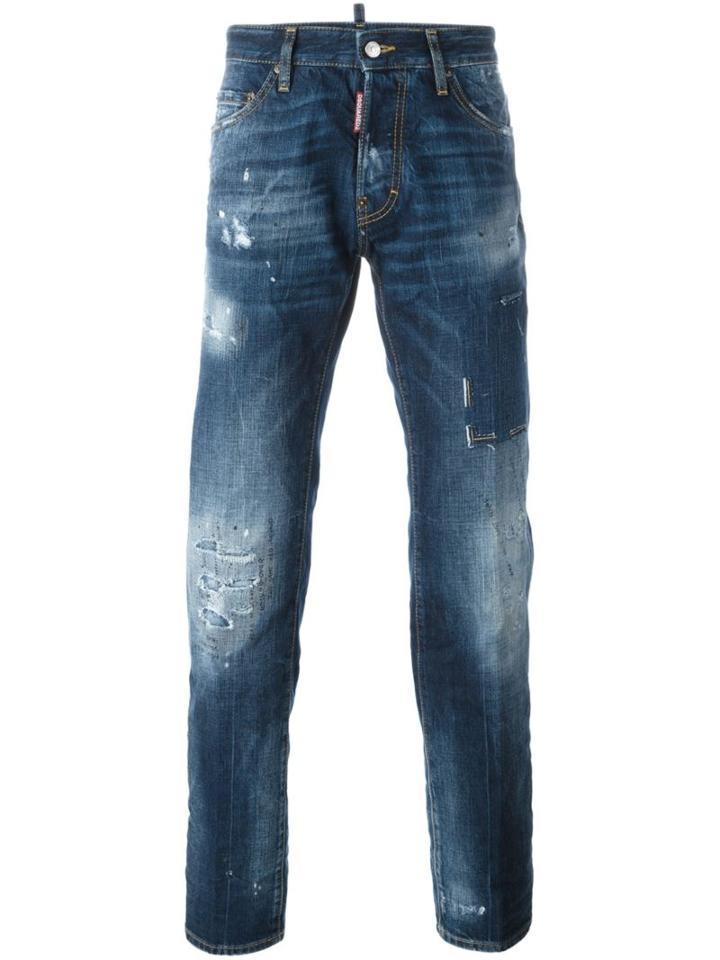 Dsquared2 'dean' Jeans, Men's, Size: 46, Blue, Cotton/polyester/calf Leather