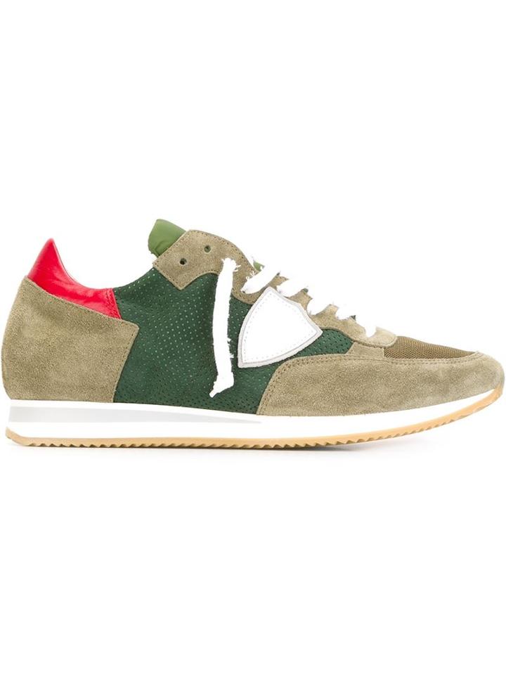 Philippe Model Perforated Panel Sneakers, Men's, Size: 43, Green, Leather/nylon/rubber