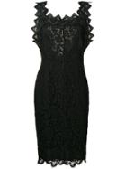 Sophia Kah Lace Fitted Dress - Black