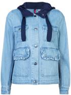 Moncler Hooded Multi-pocket Denim Jacket - Blue