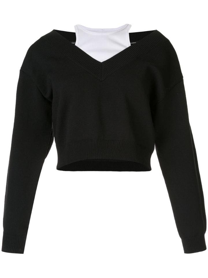 Alexander Wang Wide V-neck Top - Black