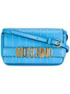 Moschino Studded Crossbody Bag, Women's, Blue, Leather