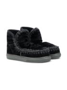 Mou Kids Teen Velvet Eskimo Sneakers - Black