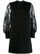 Givenchy Floral Lace Sleeved Dress - Black