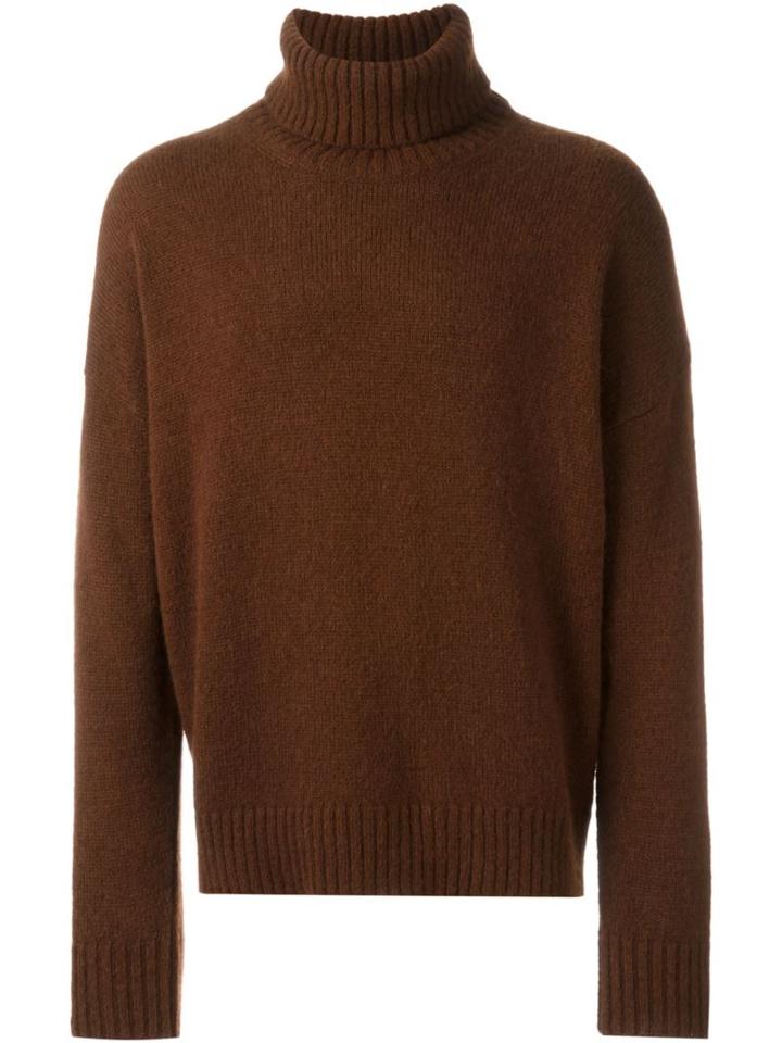 Ami Alexandre Mattiussi Oversized Turtleneck Jumper, Men's, Size: Xs, Brown, Polyamide/wool/alpaca