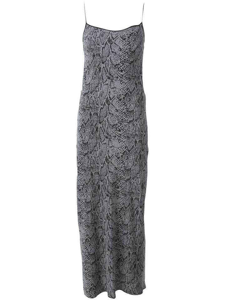 Equipment Snakeskin Effect Long Dress, Women's, Size: Medium, Black, Silk