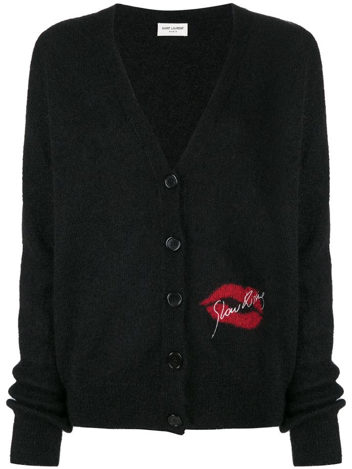 Saint Laurent - Slow Kissing Cardigan - Women - Polyamide/mohair/wool - M, Black, Polyamide/mohair/wool