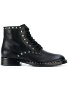 Ash Studded Lace-up Ankle Boots - Black