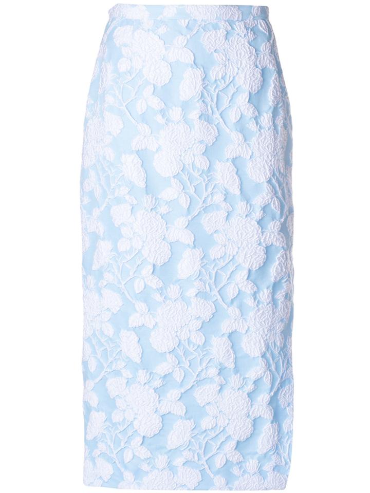 Rochas Floral Jacquard Skirt - Blue