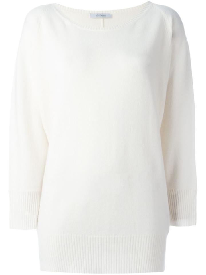 Max Mara Cashmere Bat-wing Sleeve Jumper, Women's, Size: Small, White, Cashmere