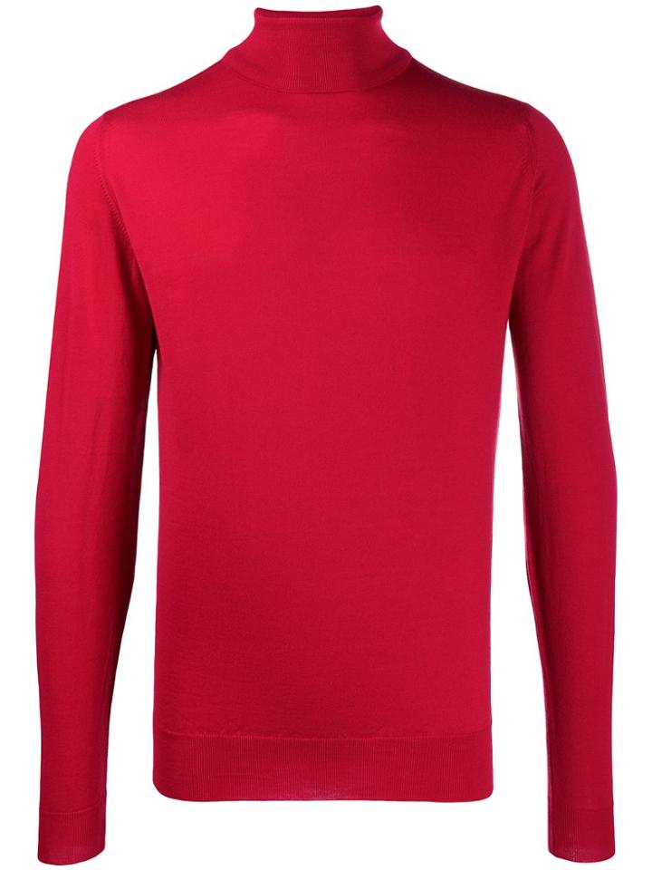 John Smedley Cherwell Roll Neck Sweater - Red