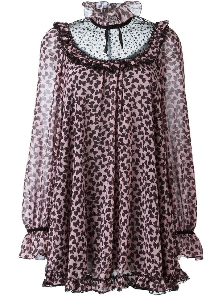 Giamba Bow Print Tunic Dress, Women's, Size: 38, Pink/purple, Polyester/polyamide