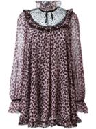 Giamba Bow Print Tunic Dress, Women's, Size: 38, Pink/purple, Polyester/polyamide