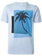Maison Margiela Palm Tree Print T-shirt, Men's, Size: 48, Blue, Cotton/polyurethane