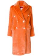 The Gigi Long Fitted Fur Coat - Yellow & Orange