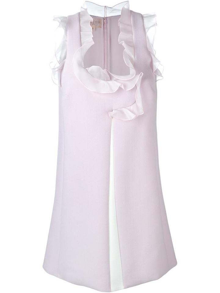 Giambattista Valli Ruffle Neck And Sleeves Box Panel Pleated Shift Dress