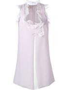 Giambattista Valli Ruffle Neck And Sleeves Box Panel Pleated Shift Dress