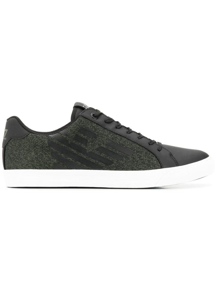 Ea7 Emporio Armani Logo Print Panelled Sneakers - Black