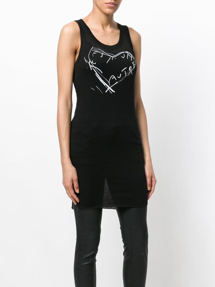 Ann Demeulemeester Graffiti Heart Motif Tank Top - Black