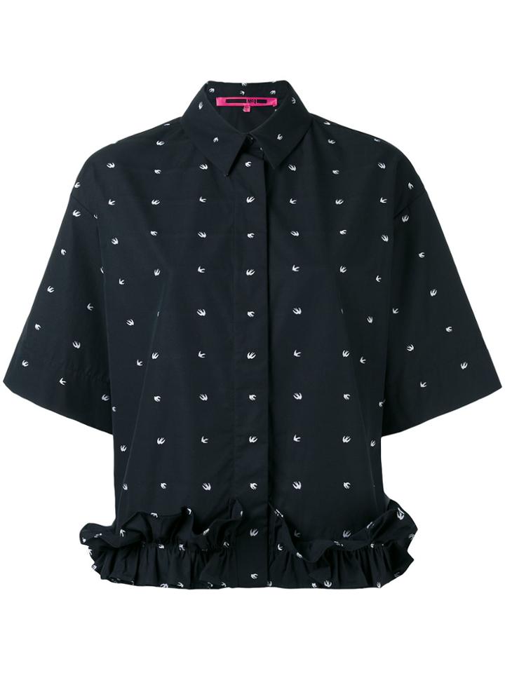Mcq Alexander Mcqueen Cropped Ruffle Shirt - Black