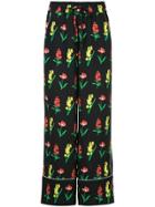 Muveil Floral Tailored Track Pants - Blue