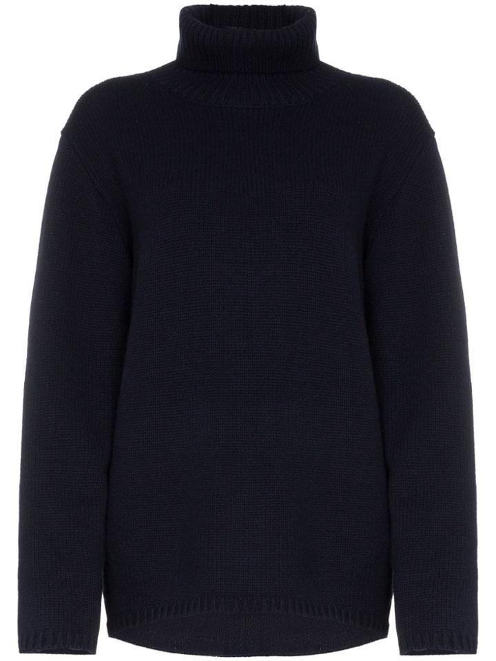 Toteme Cambridge Wool And Cashmere Roll Neck Jumper - Blue