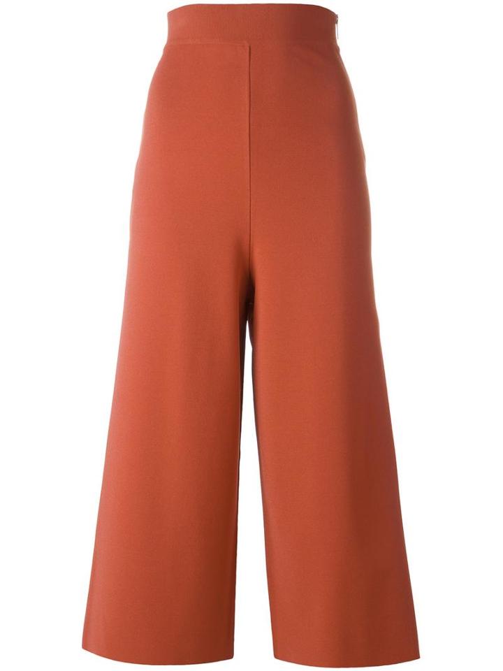 Stella Mccartney Cropped Wide Leg Trousers, Women's, Size: 36, Yellow/orange, Viscose/polyester