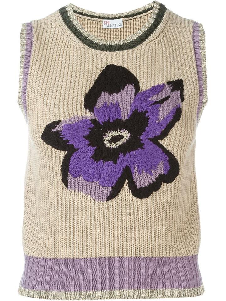 Red Valentino Flower Intarsia Knit Top