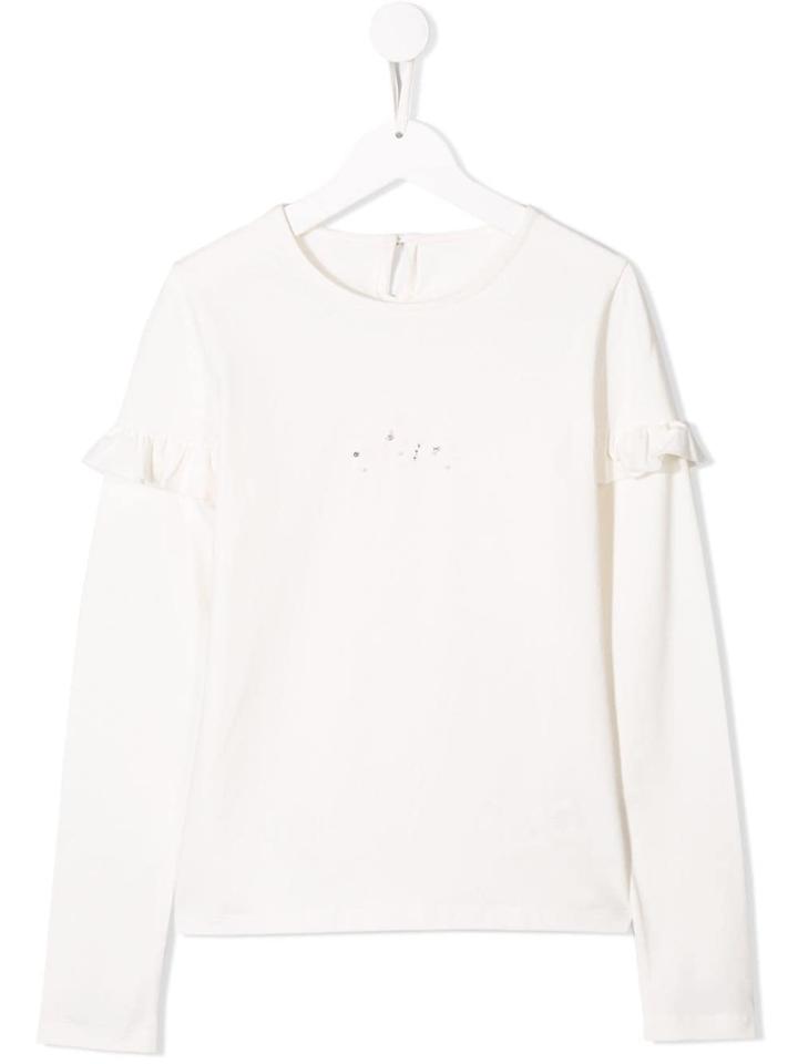 Lapin House Ruffle Trim Jersey T-shirt - White