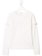 Lapin House Ruffle Trim Jersey T-shirt - White