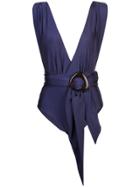 Patbo Belted Plunge Swimsuit - Blue