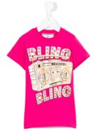 Philipp Plein Kids - Bling Bling Print T-shirt - Kids - Cotton/modal - 10 Yrs, Girl's, Pink/purple