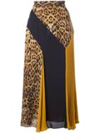 Cushnie Leopard Pattern Panelled Skirt - Yellow