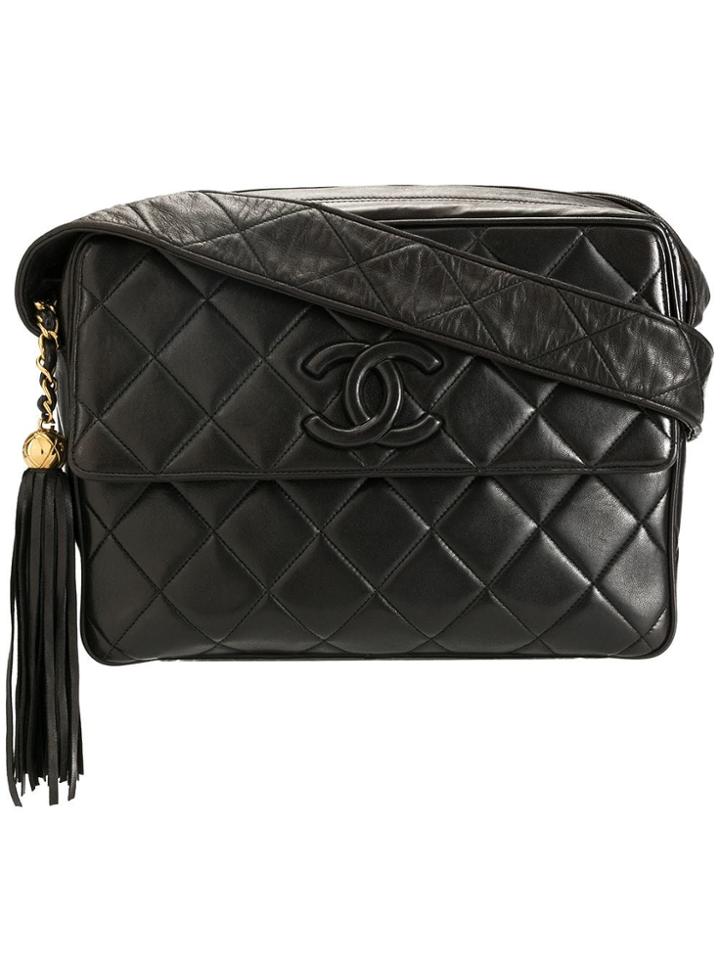 Chanel Vintage Cc Mark Tassel Shoulder Bag - Black