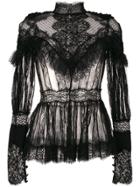 Amen Sheer Lace Blouse - Black