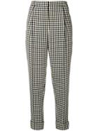 Odeeh Checked Tapered Trousers - White