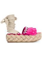Miu Miu Fringed Embellished Sandals - Pink & Purple
