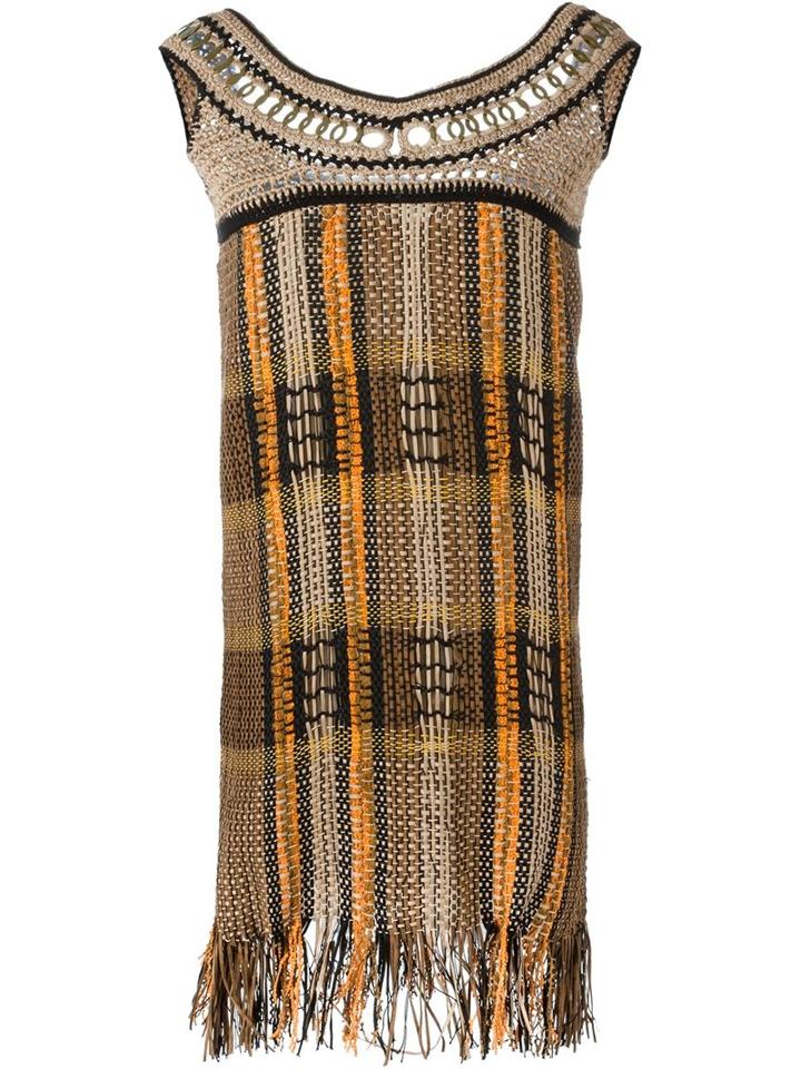 Alberta Ferretti Fringe Hem Mini Dress