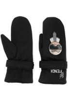Fendi Karl Embroidered Gloves - Black